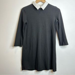 Zara Collared Black Long Sleeve Mini Dress